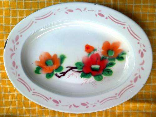 OVAL FLORAL ENAMEL PLATTER