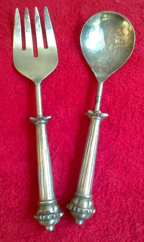 VINTAGE HEAVY SALAD SPOON & FORK SET