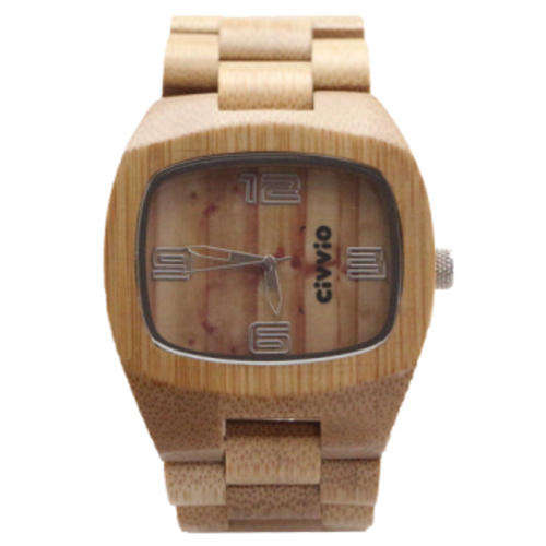 Civvio Unisex Carbonised Square  Bamboo Watch