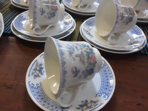 Very rare 20 piece Royal Albert B-China SONGBIRD NEW ROMANCE tea set in mint condition. COURIER R200