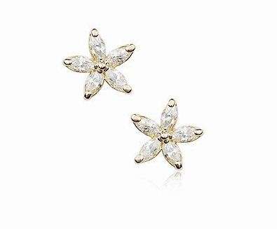 White Wintersweet 18K Gold Plated Stud Earrings Jewelry with Genuine SWA Austrian Crystal