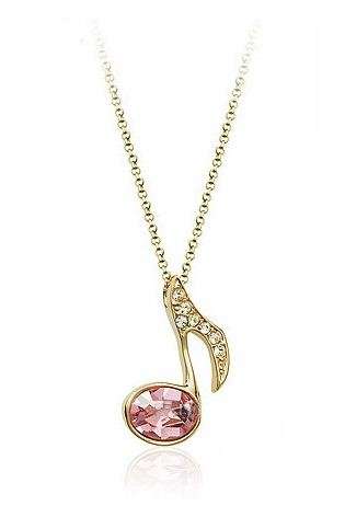 Musical Note Necklace 18K Gold Plated Fashion Pendant Jewelry Made with Austria Crystal SWA Elements