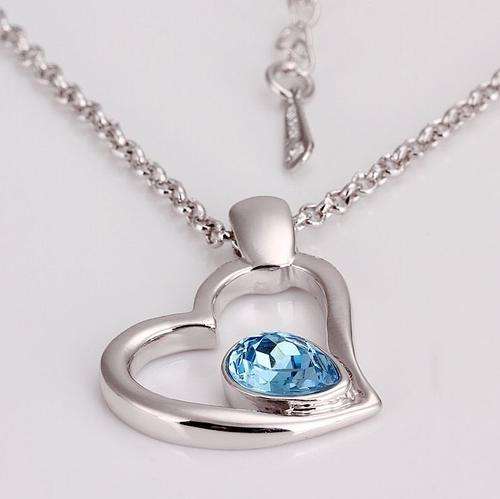 18KGP N460 Blue Heart Swan Necklace 18K Gold Plated Fashion Jewelry Nickel Free Austria Crystal