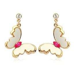 Beautiful Butterfly 18K Gold Plated Wedding Jewelry Earring Set Made with Austrian SWA Elem