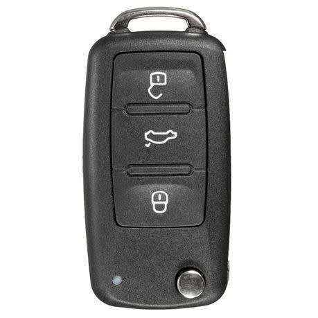 3 Button Remote Key FOB Shell Case+Uncut Blade For VW Polo