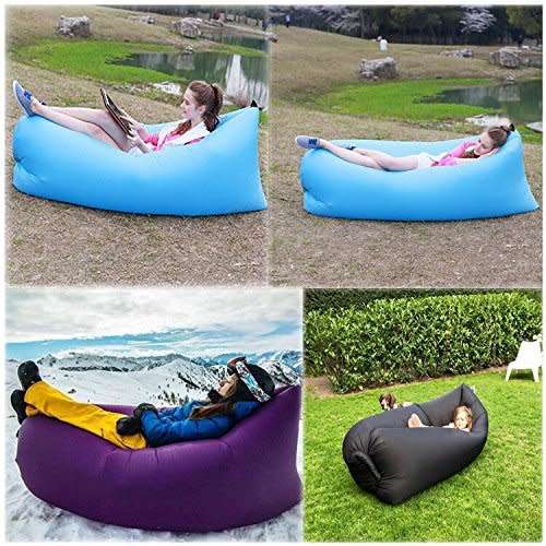 Inflatable Couch, Portable Air Chair Air Filled Beach Lounger
