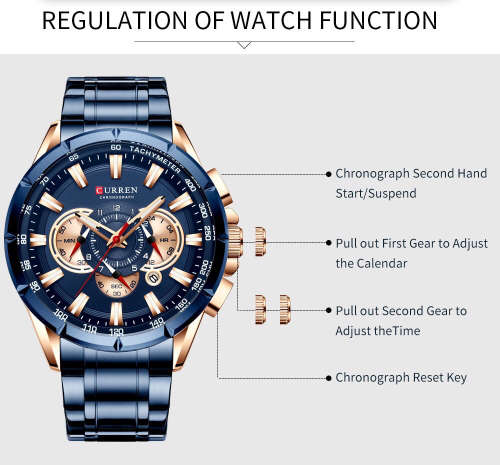 CURREN Mens Watch Tachymeter