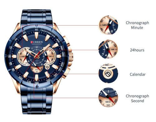 CURREN Mens Watch Tachymeter