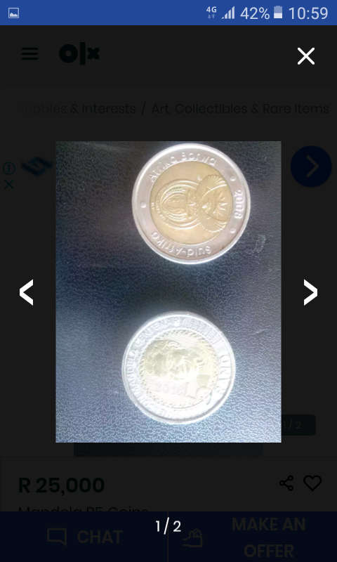 Mandela R5 Coins 2008 and 2018