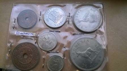 SET -  Rhodesia 1964 - 25c, 20c,10c,5c + 1963 - 3penc,1/2penny, 1penny