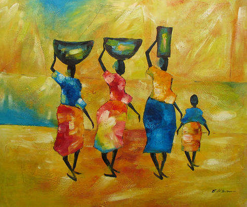 Aboriginal Painting Oil On Canvas *Indian Women* 50 x 60 CM