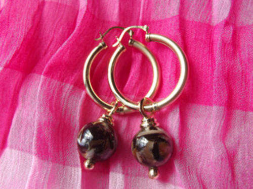 ***Genuine 9ct gold matt and shine hoops with stone dangles***