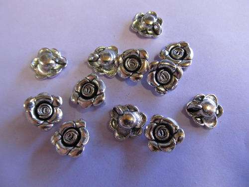 NICKEL CHARM ROSE 13MM-5PC-CHEAP COURIER DELIVERY