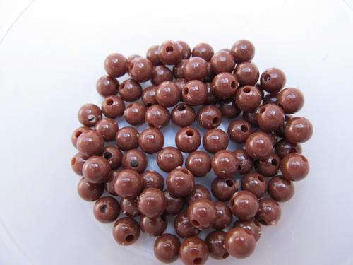 ROUND ACRYLIC BEADS BROWN 50PC 6MM