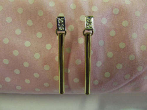 GENUINE 9CT GOLD STICK EARRINGS WITH DIAMONDS