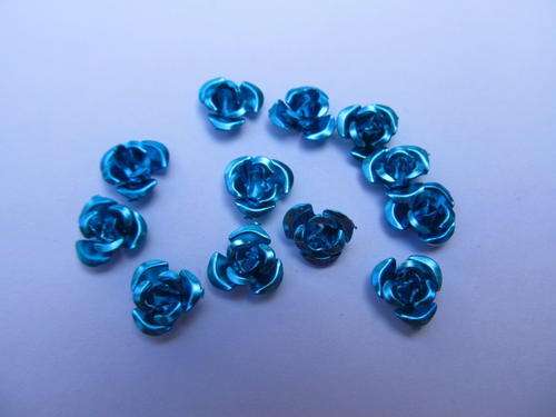 DARK TURQUOISE METAL ROSES 10PC-CHEAP COURIER DELIVERY