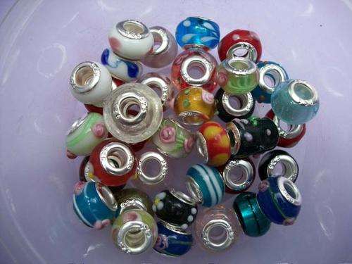 EUROPEAN STYLE BEADS- SILVER INNERS - 4PC-WILL FIT EUROPEAN BRACELETS