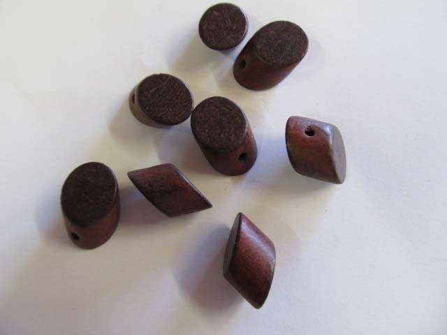 UNEVEN CUBE WOODEN BEADS-10PC-CHEAP COURIER DELIVERY