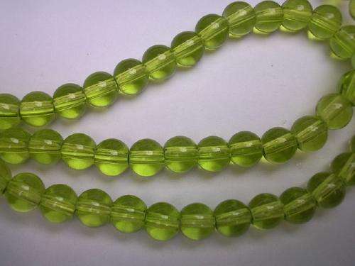 GLASS ROUND BEADS GREEN-42PC