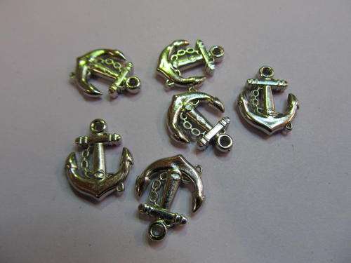 RHODIUM PLATED ANCHOR CHARMS-5PC-CHEAP COURIER DELIVERY