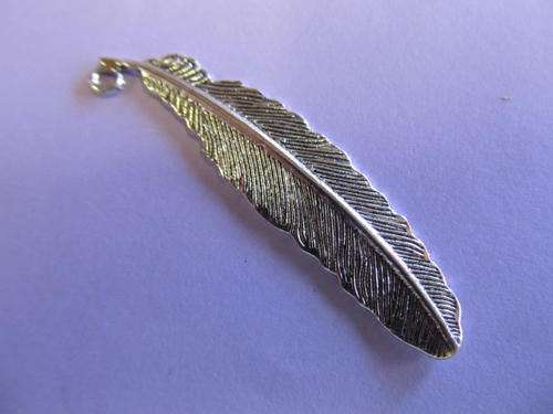 METAL NICKEL FEATHER PENDANT-1PC