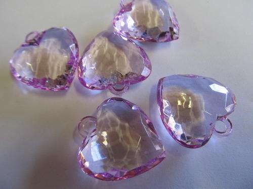 PURPLE ACRYLIC HEART-6PC
