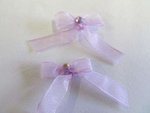 LILAC BOW WITH RHINESTONES EMBELLISHMENT-5PC