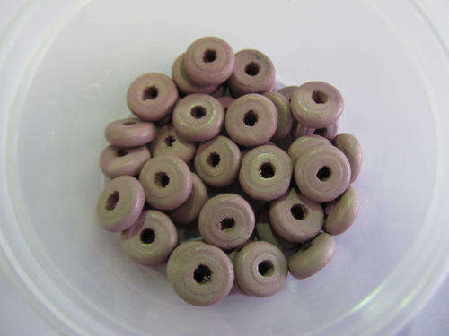 PURPLE DISC WOODEN BEADS-30PC
