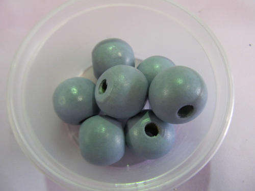 BLUE ROUND WOODEN BEADS-4PC
