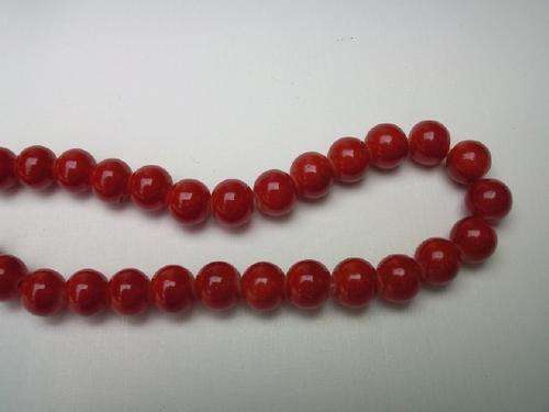 RED ROUND GLASS BEADS - 8MM - 52PC