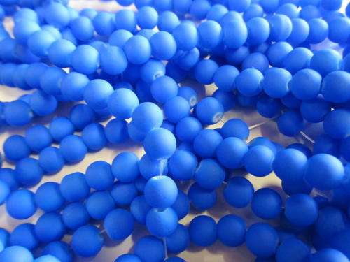 BLUE MATT ROUND GLASS BEADS - 8MM - 52PC