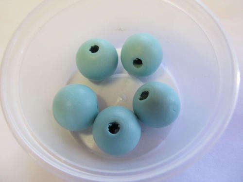 GREEN ROUND WOODEN BEADS - 4PC - 20MM