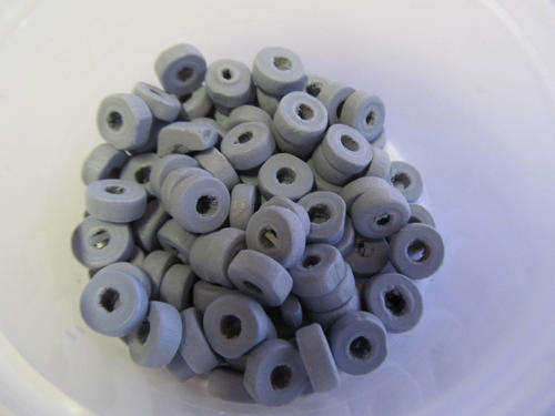 BLUE ROUND DISC WOODEN BEADS - 50PC - 4MM X 8MM