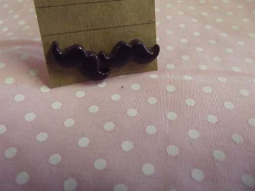 DARK PURPLE MOUSTACHE EARRINGS