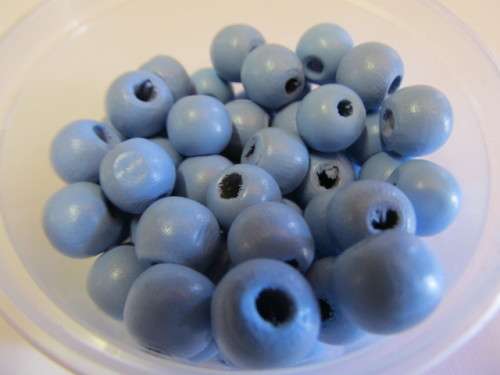 WOODEN BEADS BLUE ROUND - 11MM X 12MM - 20PC
