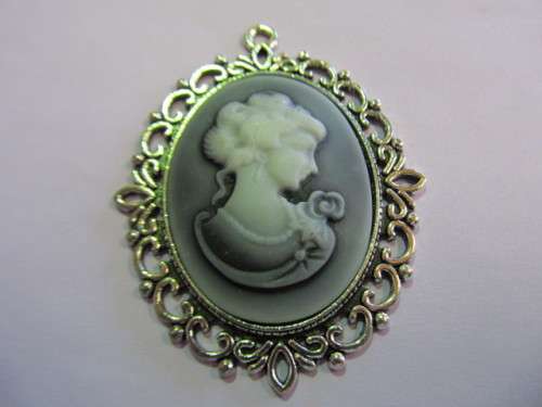 PENDANT CAMEO NICKEL GREY - 1PC