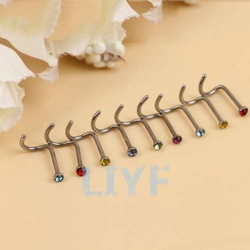 20pcs Mix Colors Rhinestone Nose Studs Screw Ring Bone Bar Pin Piercing Jewel - (international item)