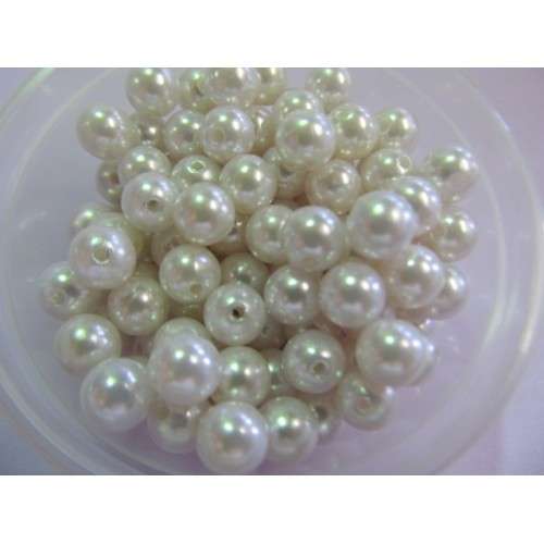ACRYLIC PEARLS - WHITE ROSE - 8MM - 50PC