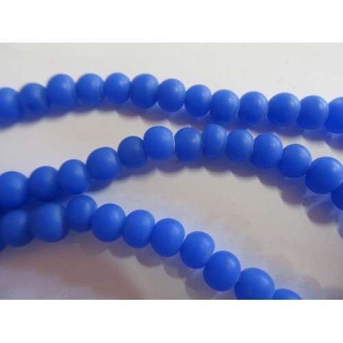 GLASS INDIAN BEADS - MATTE ROYAL BLUE - 20PC