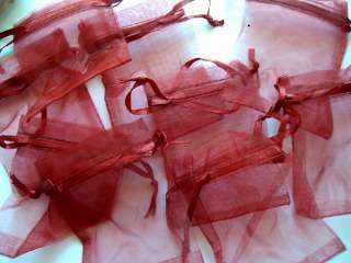 WINE RED ORGANZA BAGS- 9CM X 7CM