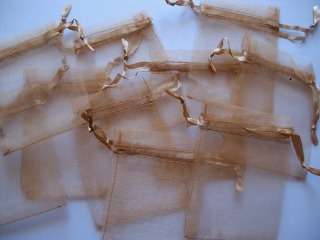 shiny camel golden organza bags - 9cm x 7cm