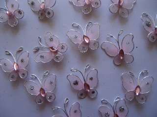 GLITTER BUTTERFLY - 25MM  X 25MM - LIGHT PINK