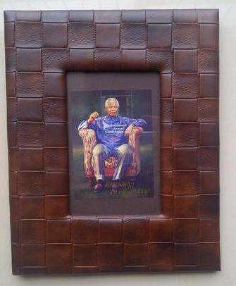 Mandela Sitting Stamp - Framed as in photo