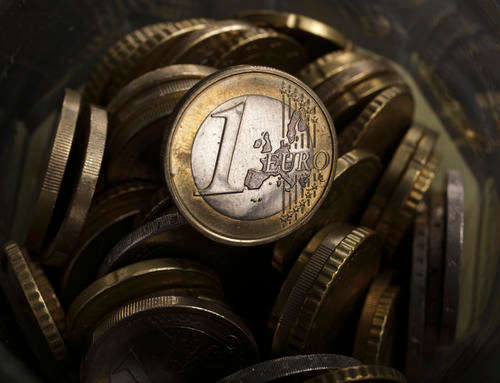 Euro coins in different denominations (circulated)