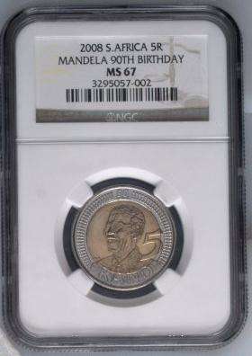 @@@CHEAP!! 3 LEFT !! @@@ ULTRA HIGH GRADE!! NGC MS67 2008 Mandela 90th Birthday R5 !!!