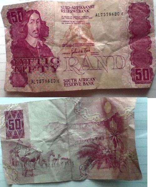 <---- CLICK FOR BIG PIC **X-MAS CLEARANCE** USED R50 FIFTY RAND NOTE