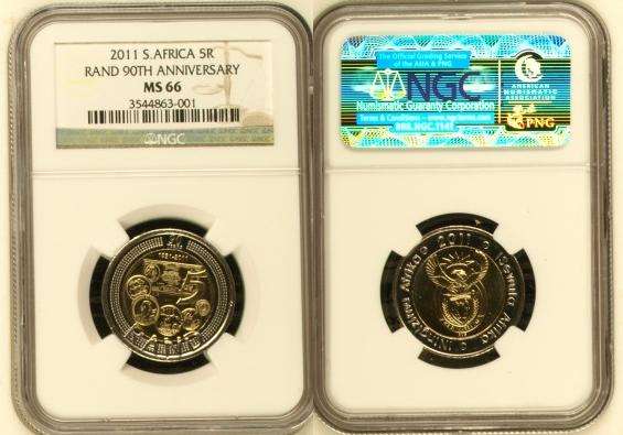 @@@ 4 LEFT ! EXCELLENT! EXTREMELY HIGH GRADE- NGC GRADED MS66 SARB 90TH ANNIVERSARY R5 2011 @@@