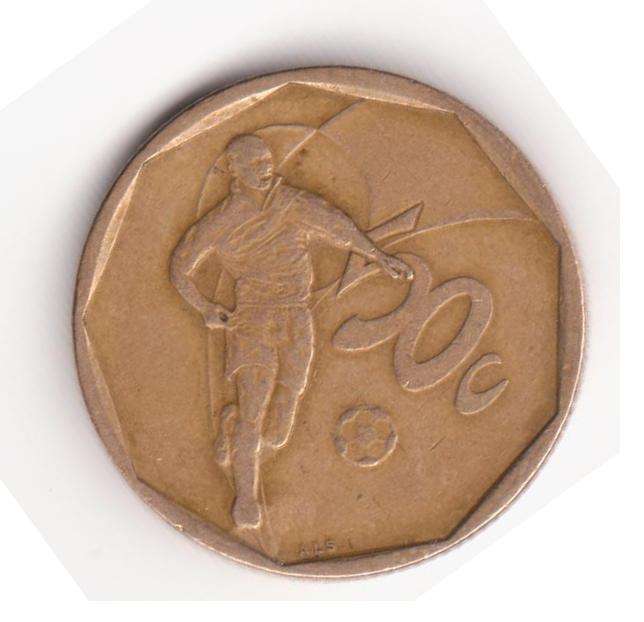 2002 Soccer 50c Coins RSA (Circulated Lot) x5