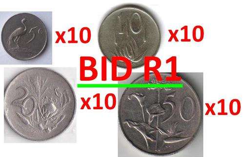 X-MAS CLEARANCE! ONE BID=40COINS ! R1 BID FOR 10x50c 10x20c 10x10c 10x5c 1970-1990 READ INSIDE!