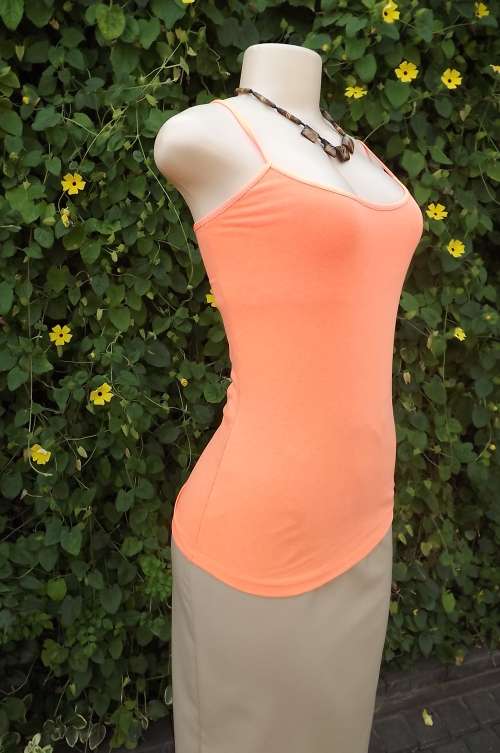 Bright nectarine colour Real Clothing long strappy top size 32/8. Used once!